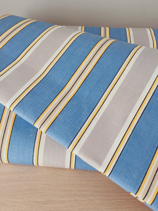 Blue, gray, and white striped ticking. Unused. Spain c.1940 - 13 meters