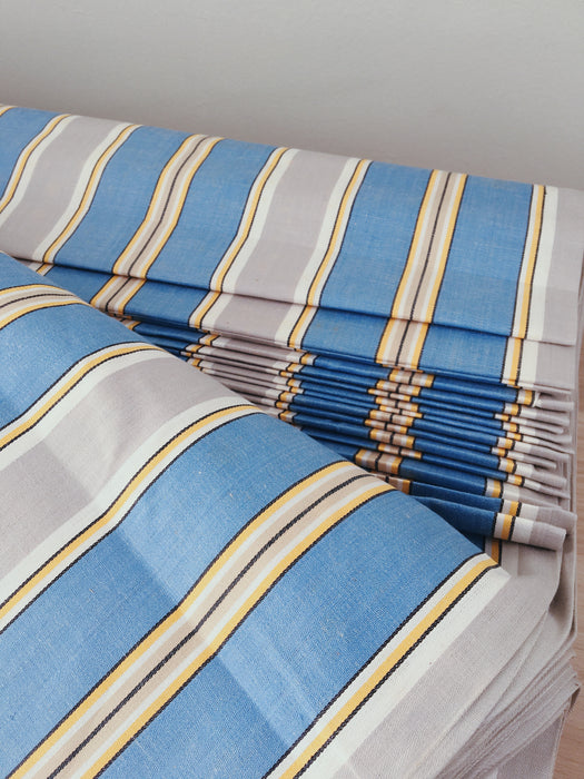 Blue, gray, and white striped ticking. Unused. Spain c.1940 - 13 meters