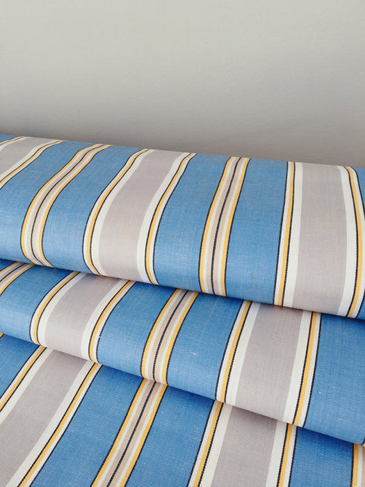 Blue, gray, and white striped ticking. Unused. Spain c.1940 - Per meter (30 m avail.)