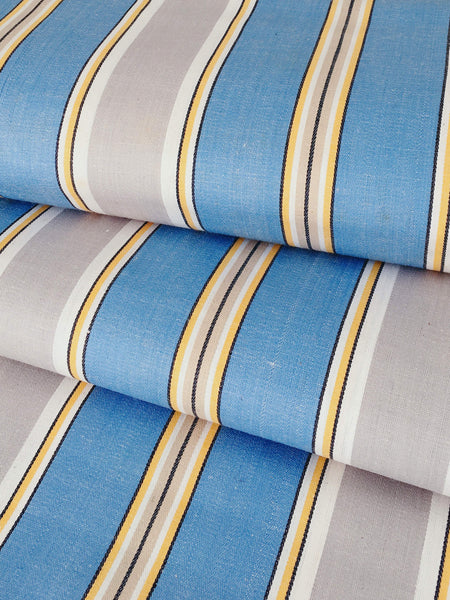 Blue, gray, and white striped ticking. Unused. Spain c.1940 - 13 meters