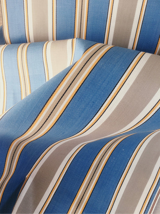Blue, gray, and white striped ticking. Unused. Spain c.1940 - Per meter (10 m avail.)