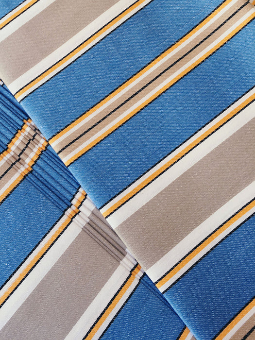 Blue, gray, and white striped ticking. Unused. Spain c.1940 - Per meter (10 m avail.)