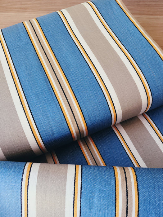 Blue, gray, and white striped ticking. Unused. Spain c.1940 - Per meter (10 m avail.)