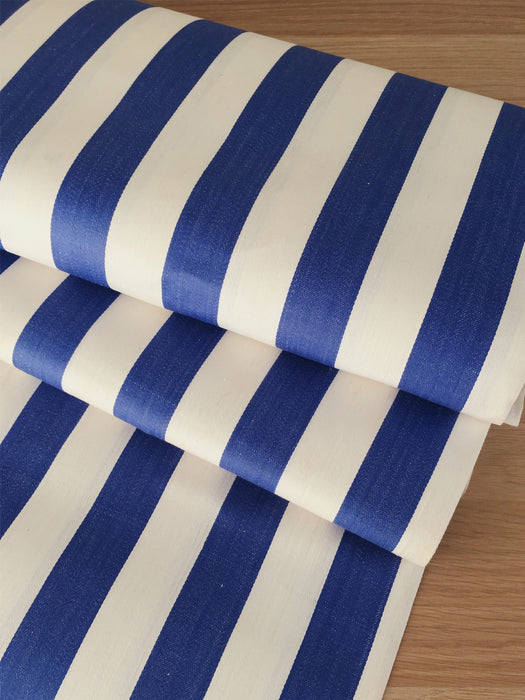 Blue and white ticking with wide stripes. Unused. Spain c.1940 - 9.3 meters
