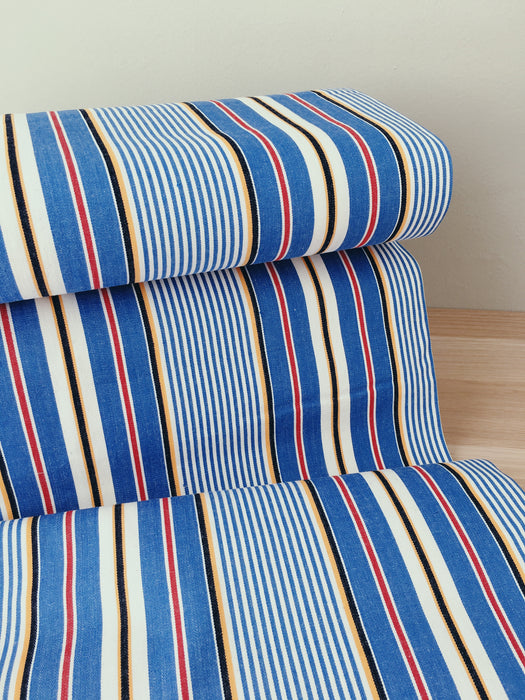 Striped ticking in blue, white and red. Unused. Spain c.1950 - 0.37 meters
