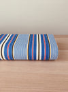 Striped ticking in blue, white and red. Unused. Spain c.1950 - 4.6 meters