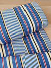 Striped ticking in blue, white and red. Unused. Spain c.1950 - 4.6 meters