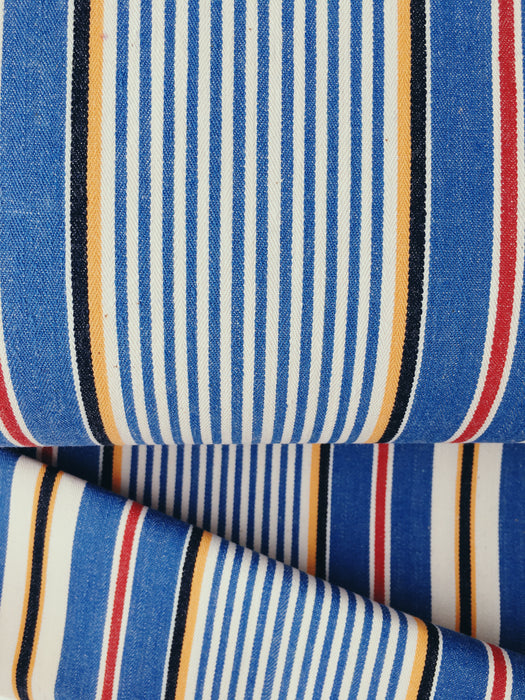 Striped ticking in blue, white and red. Unused. Spain c.1950 - 0.37 meters