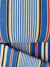 Striped ticking in blue, white and red. Unused. Spain c.1950 - 4.6 meters