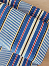 Striped ticking in blue, white and red. Unused. Spain c.1950 - 4.6 meters