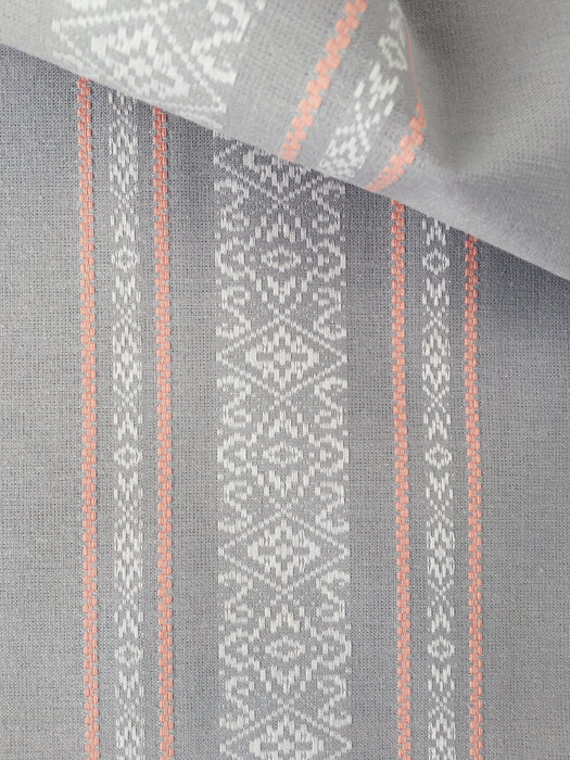 Gray, white and pink stripes ticking. Unused. Spain c.1950 - 1 meter