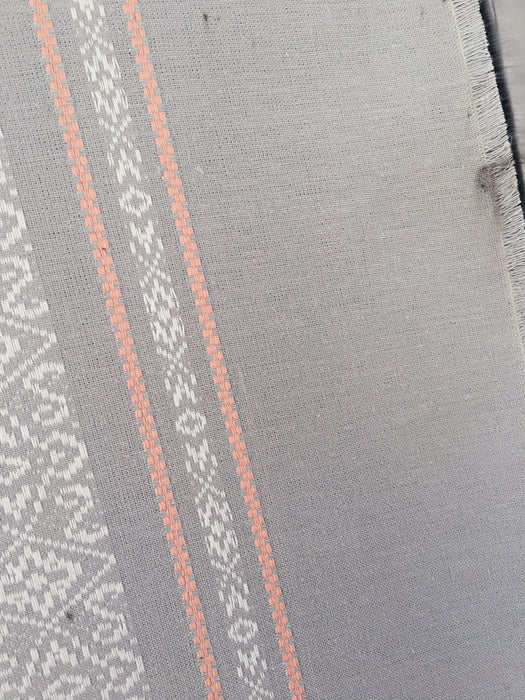 Gray, white and pink stripes ticking. Unused. Spain c.1950 - Per meter (12 m avail.)