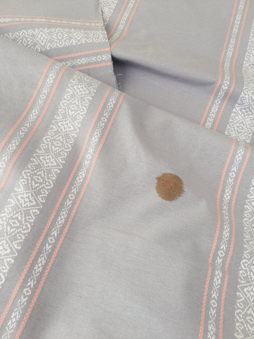 Gray, white and pink stripes ticking. Unused. Spain c.1950 - Per meter (12 m avail.)