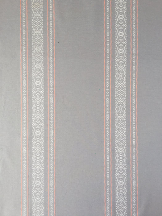 Gray, white and pink stripes ticking. Unused. Spain c.1950 - Per meter (12 m avail.)
