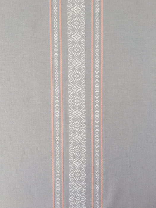 Gray, white and pink stripes ticking. Unused. Spain c.1950 - 1 meter