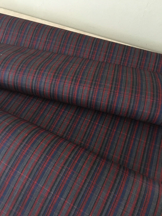 Ticking in blue, red, gray, and blue-violet stripes. Spain c.1900 - 75 cm × 2.36 meters