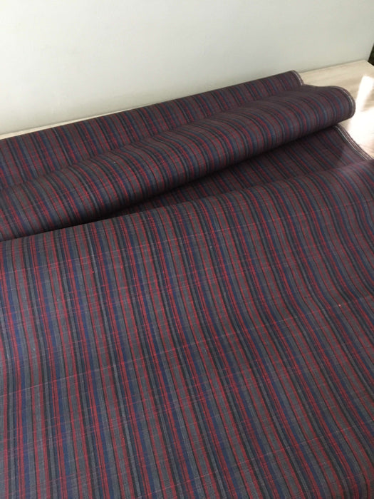 Ticking in blue, red, gray, and blue-violet stripes. Spain c.1900 - 75 cm × 2.36 meters