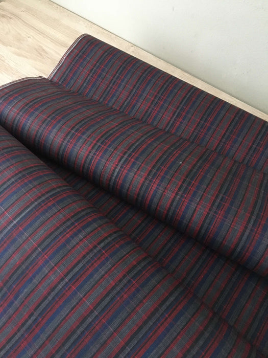 Ticking in blue, red, gray, and blue-violet stripes. Spain c.1900 - 75 cm × 2.36 meters