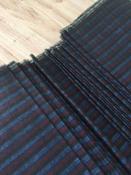 Blue, red, and black striped ticking. Spain c.1900