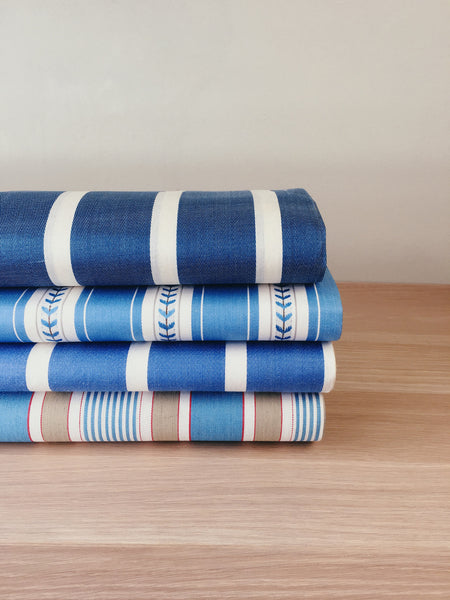 Blue Stripes Antique European Ticking Fabric Rolletes RA-AZUL-COL - Ticking Depot