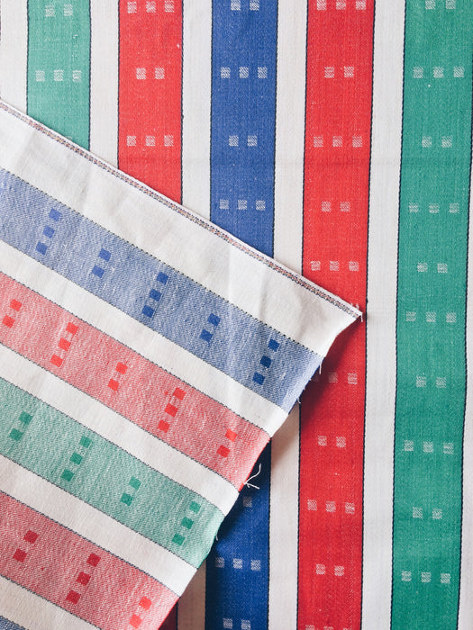 Red, green, blue and white stripes ticking. Unused. Spain around 1950 - 2.4 meters