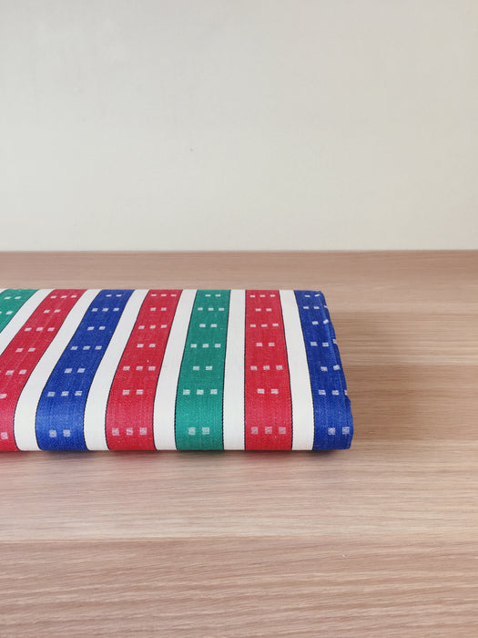Red, green, blue and white stripes ticking. Unused. Spain around 1950 - 2.4 meters
