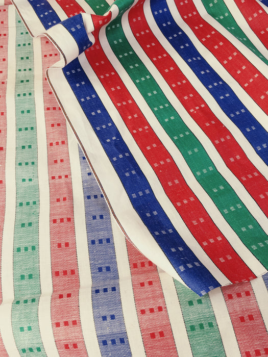 Red, green, blue and white stripes ticking. Unused. Spain around 1950 - 4.7 meters