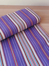Striped ticking in lilac, white, red and blue. Unused. Spain c.1950 - 2 meters