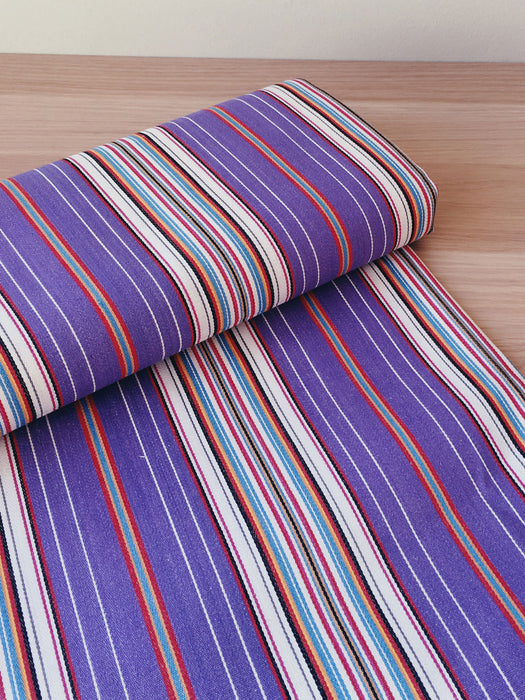 Striped ticking in lilac, white, red and blue. Unused. Spain c.1950 - 2 meters