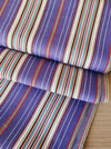 Striped ticking in lilac, white, red and blue. Unused. Spain c.1950 - 0.5 meters