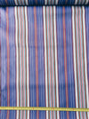 Striped ticking in lilac, white, red and blue. Unused. Spain c.1950 - 0.5 meters