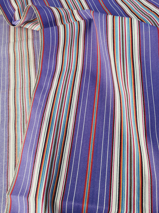 Striped ticking in lilac, white, red and blue. Unused. Spain c.1950 - 2 meters