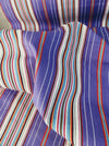 Striped ticking in lilac, white, red and blue. Unused. Spain c.1950 - 2 meters