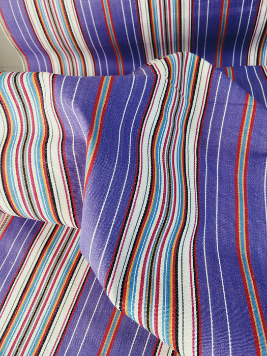 Striped ticking in lilac, white, red and blue. Unused. Spain c.1950 - 2 meters