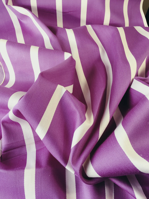 Lilac and white striped ticking. Unused. Spain c.1950 - 4 meters