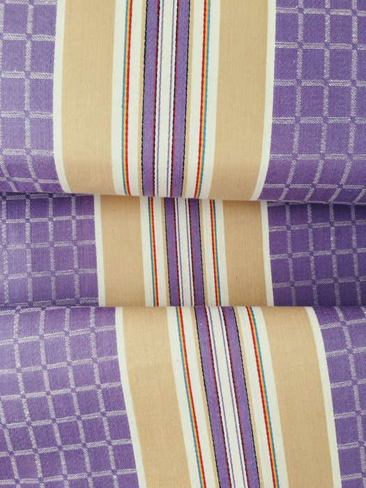 Lilac and beige striped ticking. Unused. Spain c.1950 - Per meter (10 m avail.)