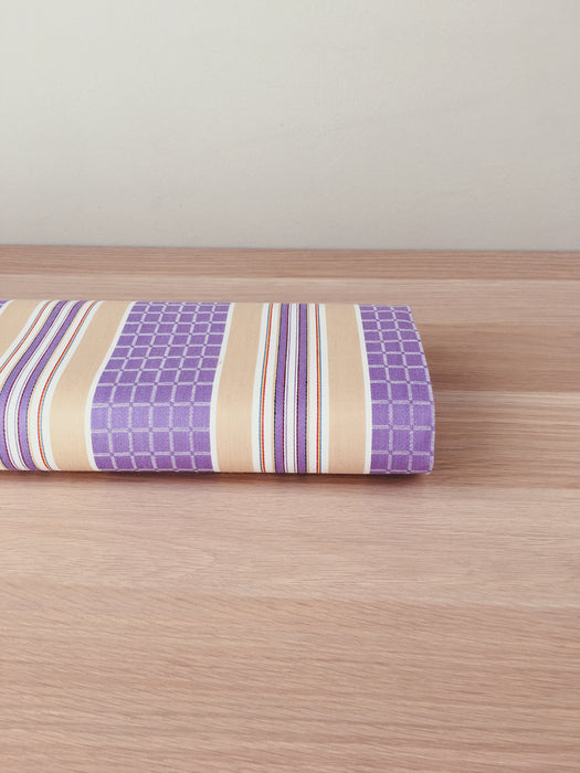 Lilac and beige striped ticking. Unused. Spain. c.1950 - 5 meters