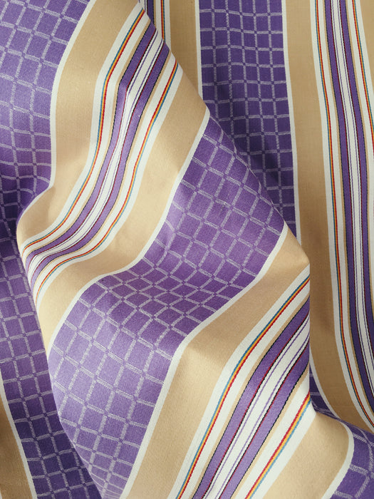 Lilac and beige striped ticking. Unused. Spain c.1950 - Per meter (10 m avail.)