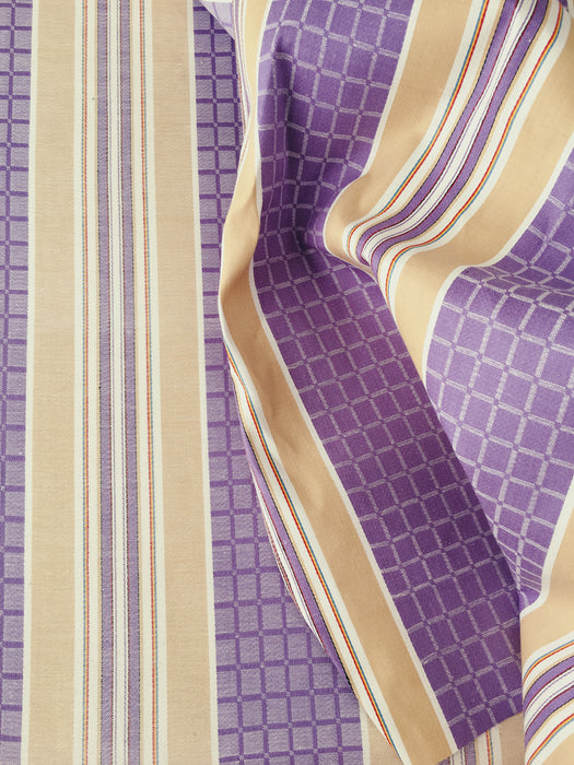 Lilac and beige striped ticking. Unused. Spain c.1950 - Per meter (10 m avail.)