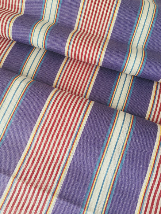 Lilac and red striped ticking. Unused. Spain c.1940 - Per meter (16 m avail.)