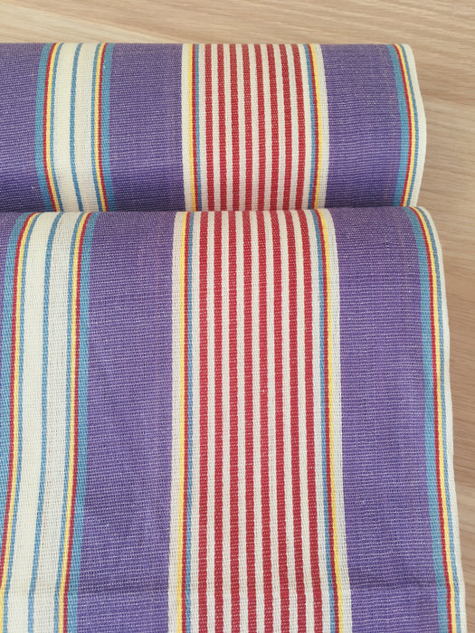 Lilac and red striped ticking. Unused. Spain c.1940 - Per meter (16 m avail.)