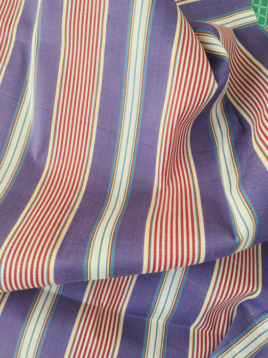 Lilac and red striped ticking. Unused. Spain c.1940 - Per meter (16 m avail.)