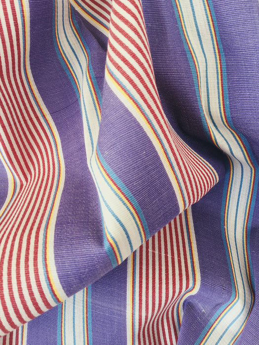 Lilac and red striped ticking. Unused. Spain c.1940 - Per meter (16 m avail.)