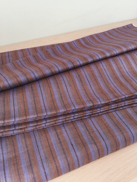 Brown and lilac striped ticking. Unused. Spain c.1950 - Per meter (21 m avail.)