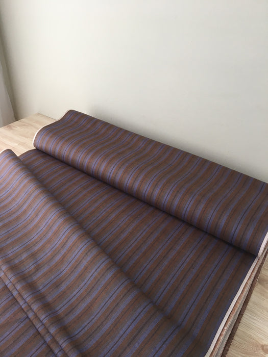 Brown and lilac striped ticking. Unused. Spain c.1950 - Per meter (21 m avail.)