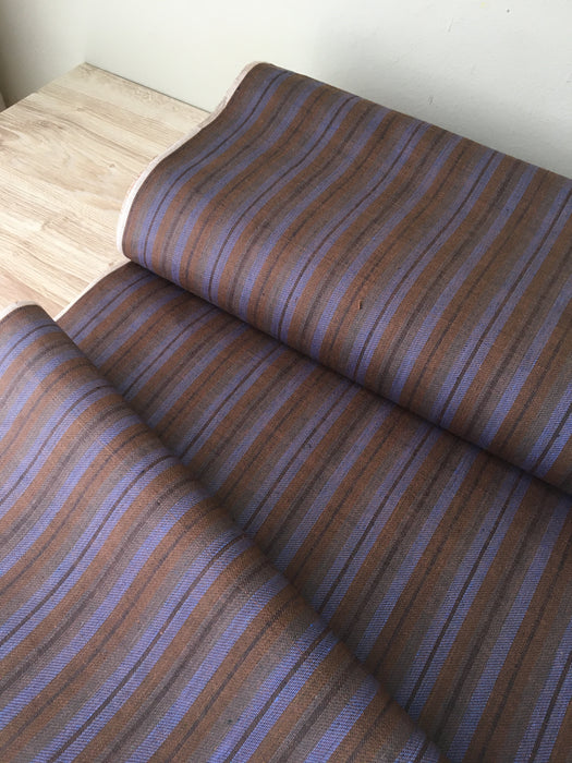 Brown and lilac striped ticking. Unused. Spain c.1950 - Per meter (21 m avail.)