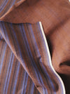 Brown and lilac striped ticking. Unused. Spain c.1950 - Per meter (21 m avail.)