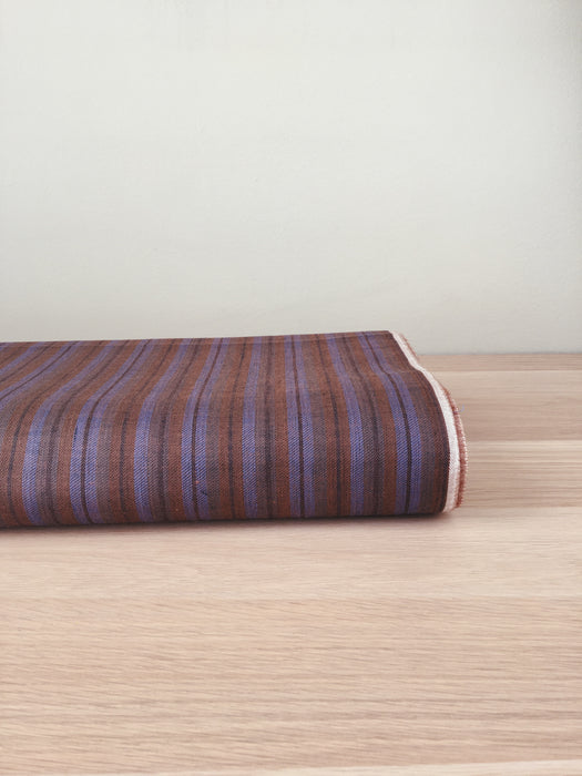 Brown and lilac striped ticking. Unused. Spain c.1950 - Per meter (21 m avail.)