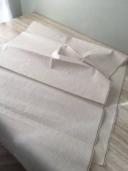 Pale brown checked ticking. Spain c.1900 - 69 cm × 2.4 meters