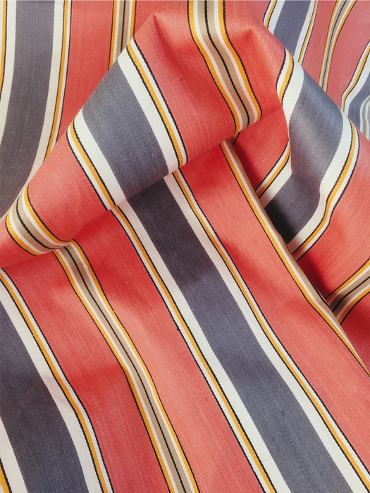 Striped ticking in orange and gray. Sateen. Unused. Spain c.1950 - Per meter (22 m avail.)